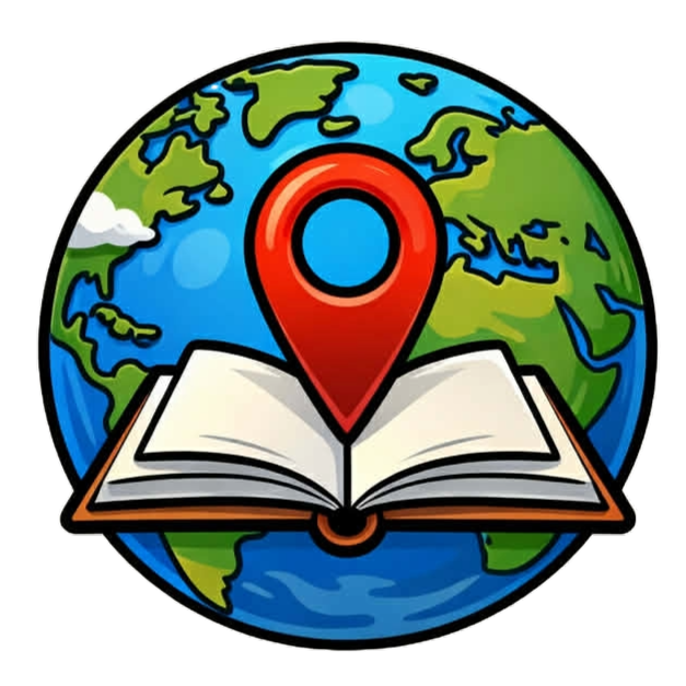 A beautiful logo of a globe and a book, definitely not AI generated. i paid an artuist 50 Euros for this.